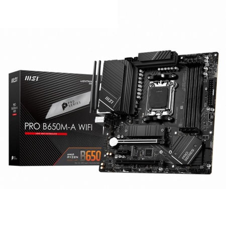 Материнская плата MSI Bad Pack PRO B650M-A WIFI B650, AM5, 4*DDR5, 2*PCIEx16, 1*PCIEx1, 2*M.2, 1*TypeC, 4*USB3.2Gen2, 6*USB3.2Gen1, 4*USB2.0, 4*SATA3.0, 2.5G, DP, HDMI, M-ATX, RTL