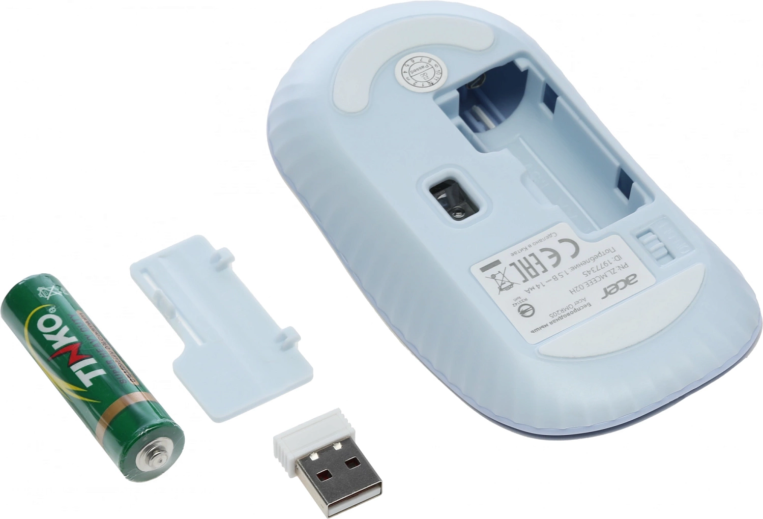 Мышь Acer OMR205 белый/голубой оптическая (1200dpi) беспроводная USB для ноутбука (2but) Мышь Acer OMR205 белый/голубой оптическая (1200dpi) беспроводная USB для ноутбука (2but)