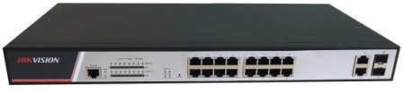 Коммутатор Hikvision DS-3E2318P 16x100Мбит/с 2x1Гбит/с 2xКомбо(1000BASE-T/SFP) 16PoE+ 300W управляемый