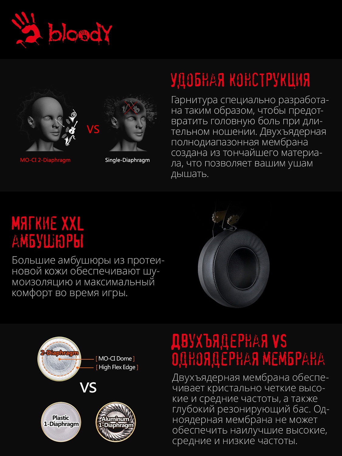 Наушники с микрофоном A4Tech Bloody M660 черный/красный 1.2м мониторные оголовье (M660 B/R)