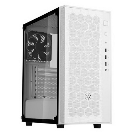 SST-FAR1W-G FARA R1 Tower ATX Computer Case, mesh front panel, tempered glas side panel, white (229866)