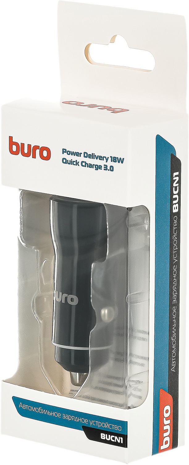Автомобильное зар./устр. Buro BUCN1 18W 3A (PD+QC) USB-C/USB-A универсальное черный (BUCN18P110BK)