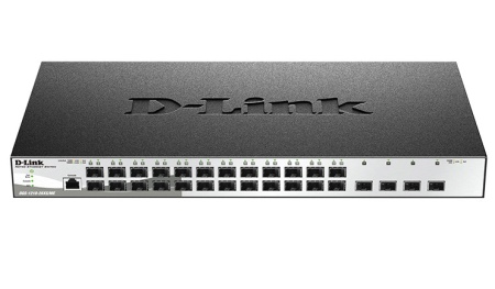 Коммутатор D-Link Managed L2 Metro Ethernet Switch 24x1000Base-X SFP, 4x10GBase-X SFP+, CLI, RJ45 Console, RPS