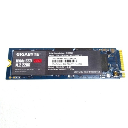 M.2 2280 256GB Gigabyte Client SSD GP-GSM2NE3256GNTD PCIe Gen3x4 with NVMe, 1700/1100, IOPS уц-3-10 180/250K, MTBF 1.5M, 3D TLC, 300TBW, 0,64DWPD, NVMe 1.3, RTL {50} (806873)