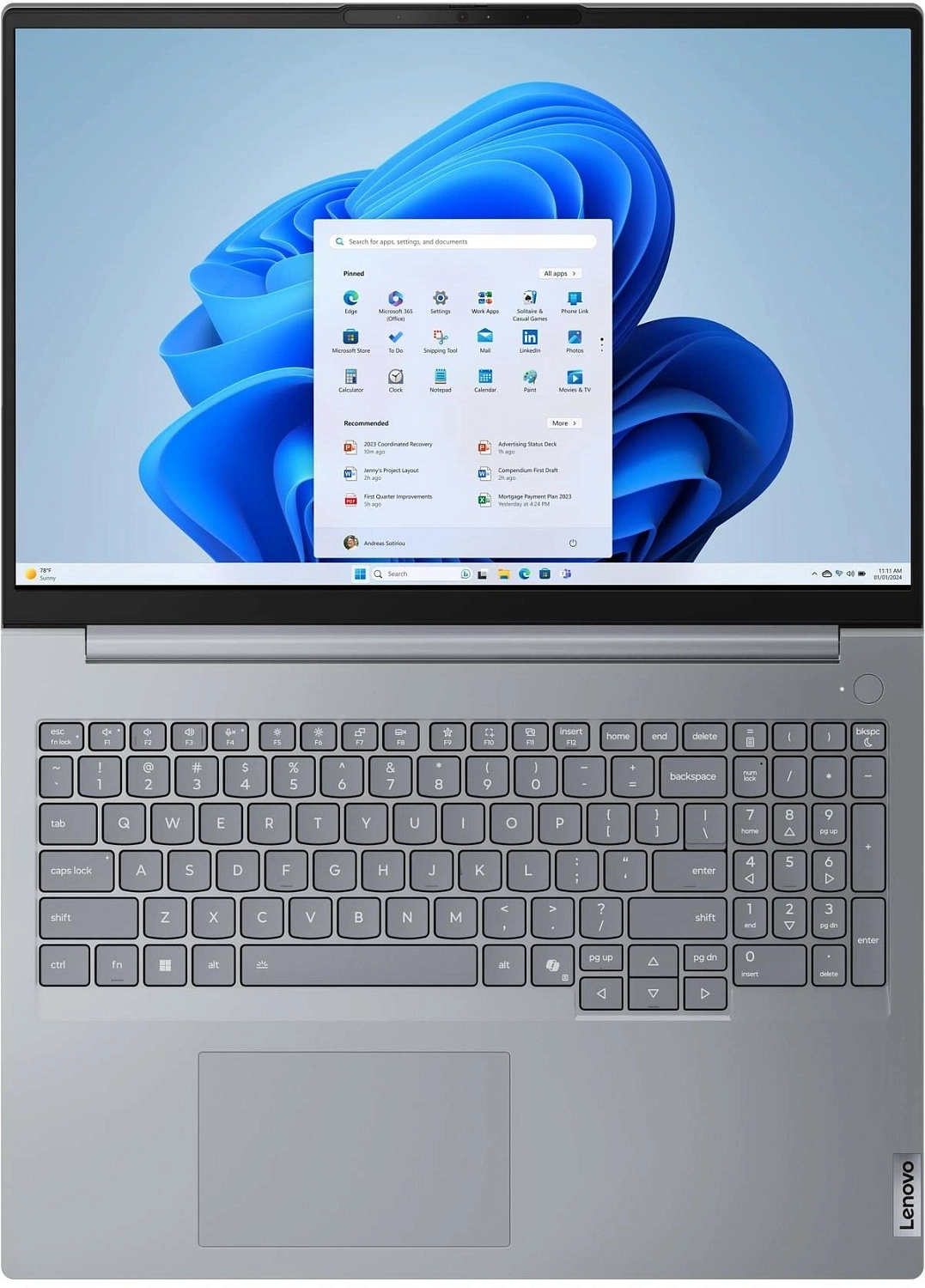 Ноутбук Lenovo Thinkbook 16 G8 IAL Core Ultra 7 255H 16Gb SSD512Gb Intel Arc 140T 16" IPS WUXGA (1920x1200) Windows 11 Pro grey WiFi BT Cam (21SK000CGQ)