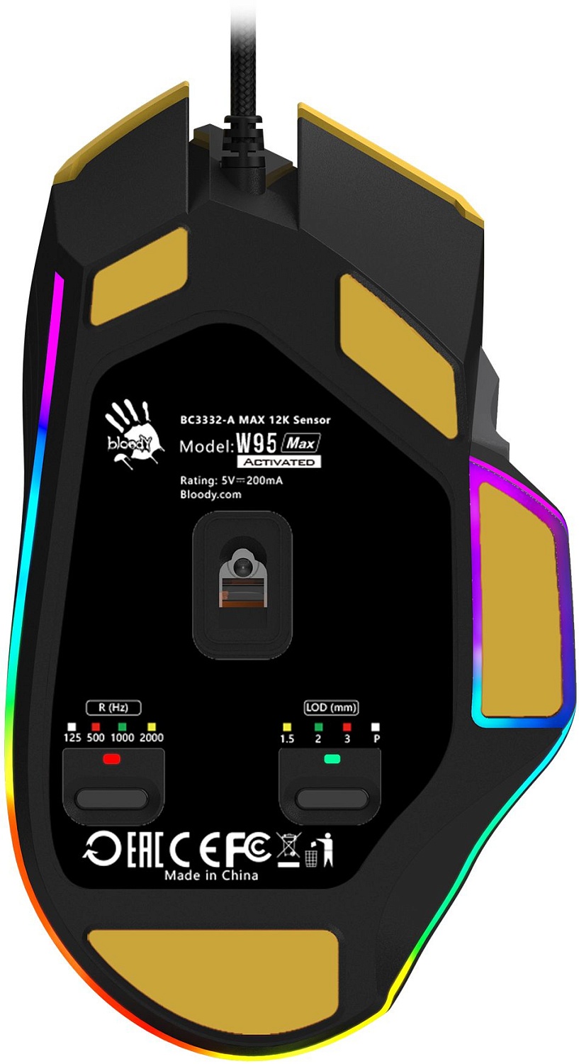 Мышь A4Tech Bloody W95 Max Sports желтый/серый оптическая (12000dpi) USB (10but) Мышь A4Tech Bloody W95 Max Sports желтый/серый оптическая (12000dpi) USB (10but)