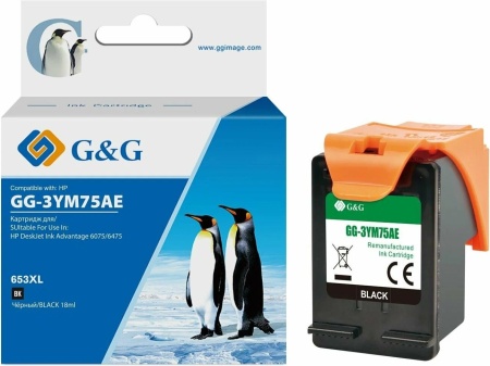 Картридж струйный G&G GG-3YM75AE 653 черный (6мл) для HP DeskJet Plus Ink Advantage 6075/6475