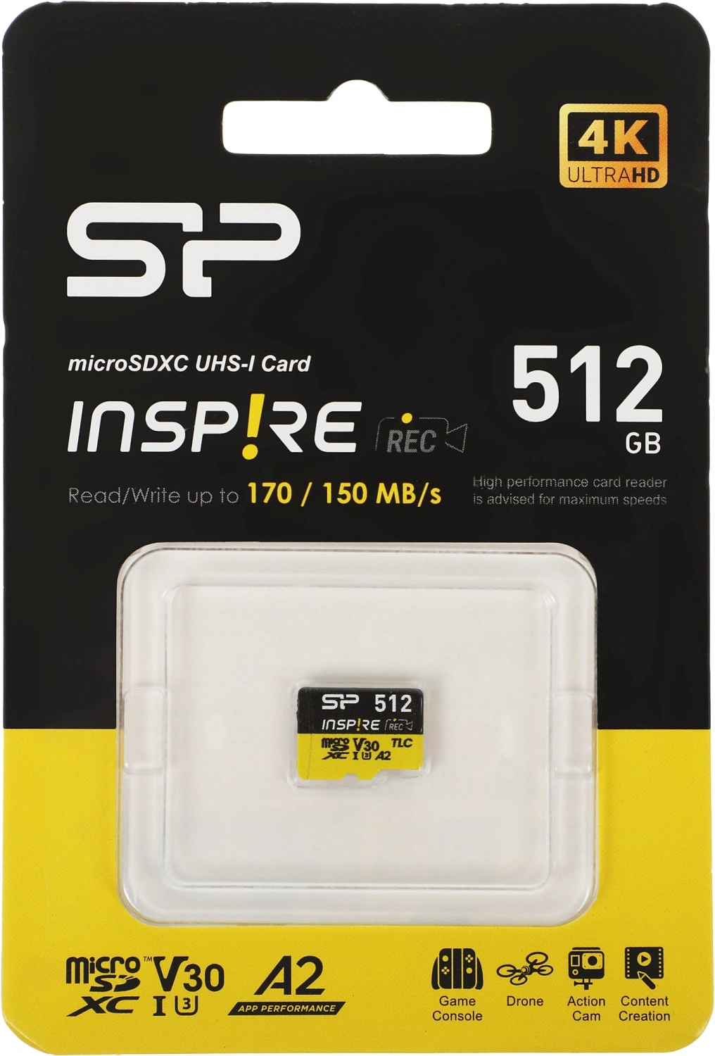 Флеш карта microSDXC 512GB Silicon Power SP512GBSTXLA2V1N Inspire V10 A2 + adapter