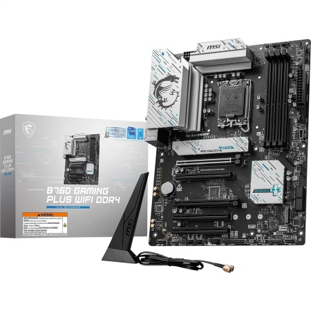 Материнская плата MSI B760 GAMING PLUS WIFI DDR4 B760, LGA1700, 4*DDR4, 5*PCIEx16, 2*M.2, 2*TypeC, 2*USB3.2Gen2, 2*USB3.2Gen1, 8*USB2.0, 4*SATA3.0, 2.5G, DP, HDMI, ATX, RTL
