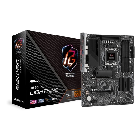 Материнская плата ASROCK B650M PG LIGHTNING, AM5, B650, 4*DDR5, HDMI+DP, 4xSATA3 6.0, M.2 Socket, RAID, USB 3.2, USB 2.0, Type-C, mATX