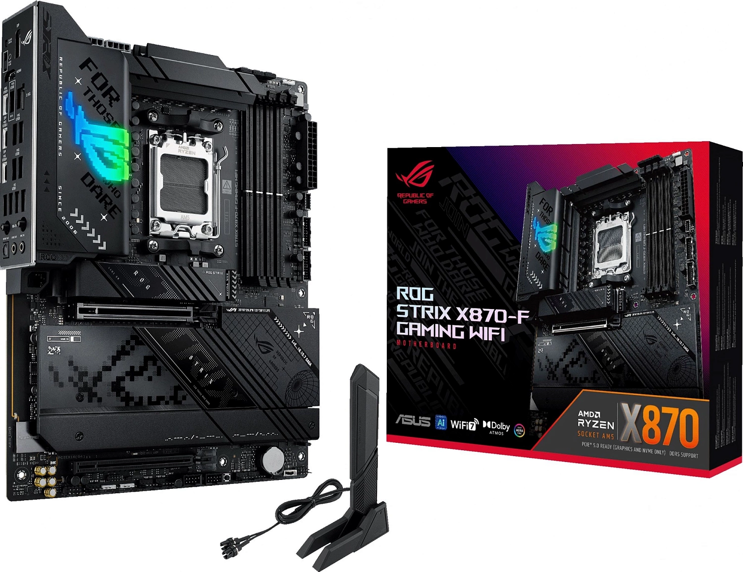 Материнская плата ASUS ROG STRIX X870-F GAMING WIFI, AM5, X870, 4*DDR5, 2*SATA, 4*M.2, 9*USB 3.2, 2*USB4, Type-C, 3*PCIx16, DP+HDMI, ATX; 90MB1IV0-M0EAY0