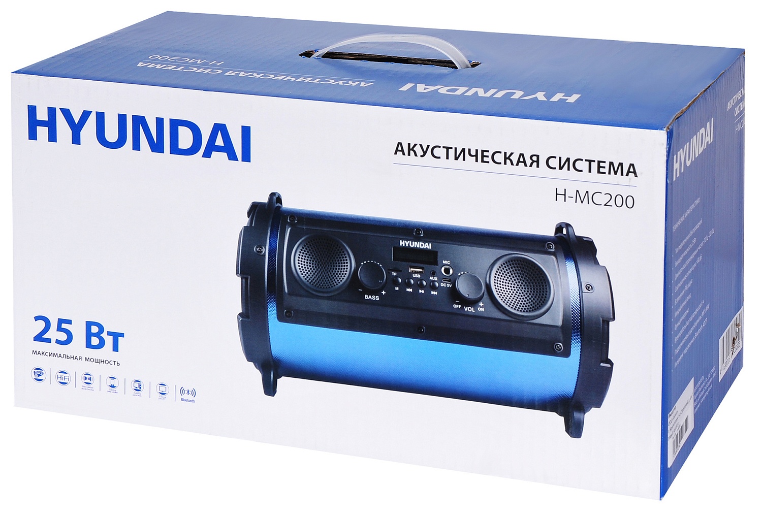 Минисистема Hyundai H-MC200 черный/синий 25Вт FM USB BT SD/MMC