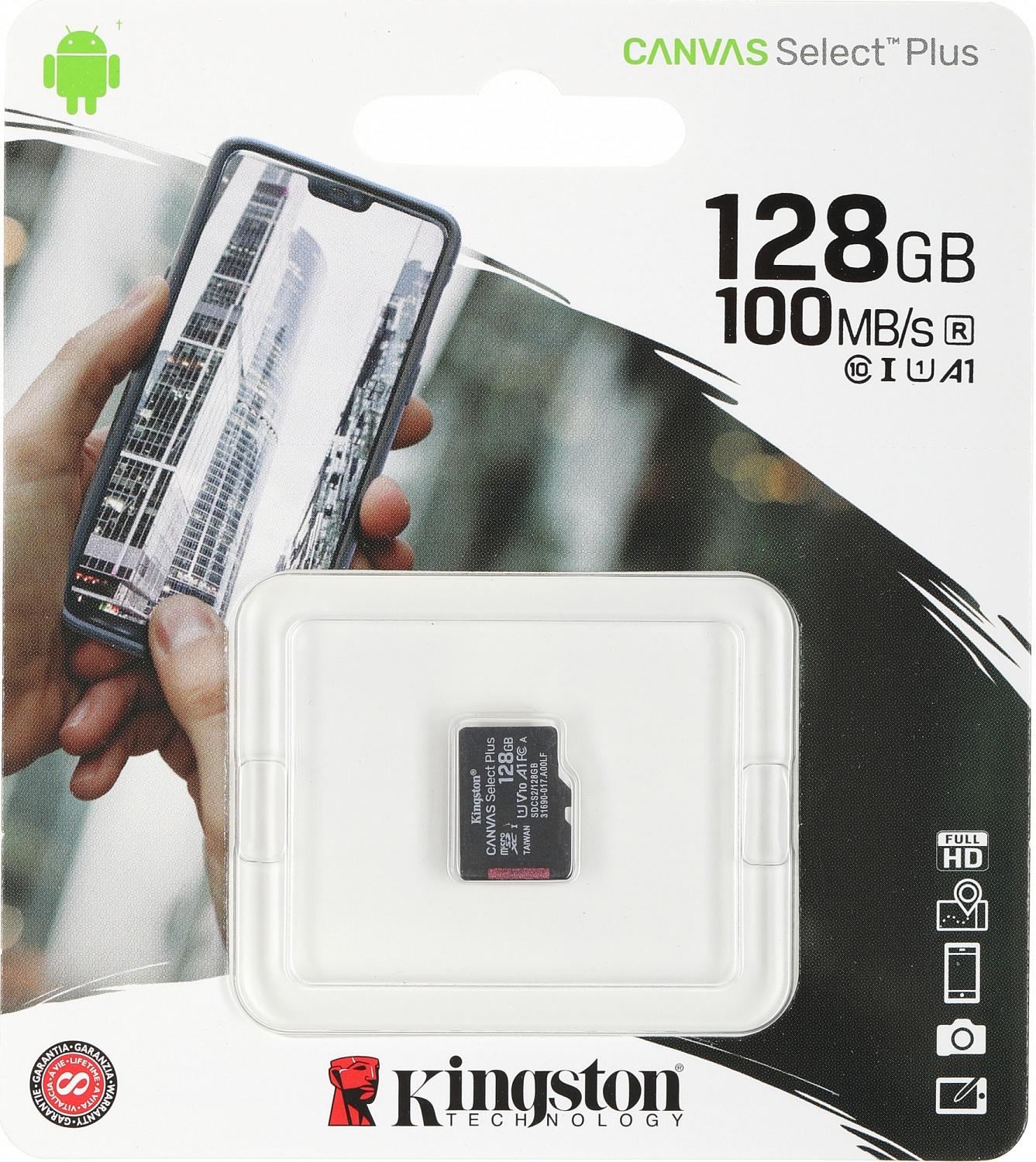 Флеш карта microSDXC Kingston 128GB SDCS2/128GBSP Canvas Select Plus w/o adapter