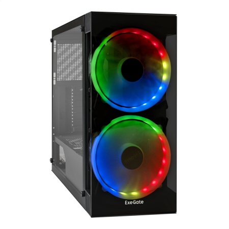 Корпус Miditower ExeGate i3 MATRIX (ATX, без БП, 2USB+USB3.0, HD аудио, 2x18см RGB, опции+) (126916)