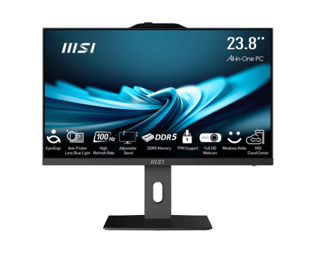 Моноблок MSI Pro AP242P 14M AiO 23,8" FHD (1920x1080)IPS AG Non-touch, Core i5-14400 (2.5GHz), 16Gb DDR4 (1x16Gb), 512GB SSD, Intel UHD,WiFi,BT,camera,WirelessKB&mouse Eng/Rus,Win11Pro Rus,1y w-ty,Black