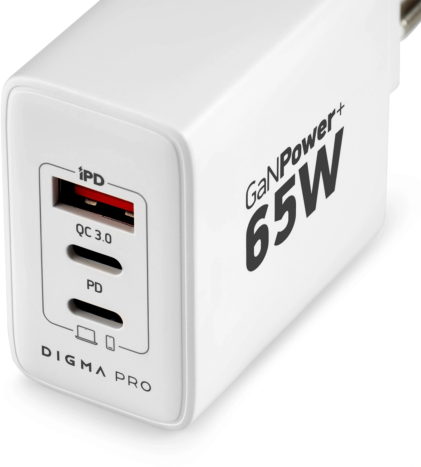 Сетевое зар./устр. Digma Pro DPW6B 65W 3.25A (PD+QC) 2хUSB-C/USB-A универсальное белый (DPW6B5GX12WH)