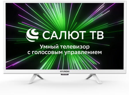 Телевизор LED Hyundai 24" H-LED24BS5102 Салют ТВ Slim Design белый HD 60Hz DVB-T DVB-T2 DVB-C DVB-S DVB-S2 USB WiFi Smart TV