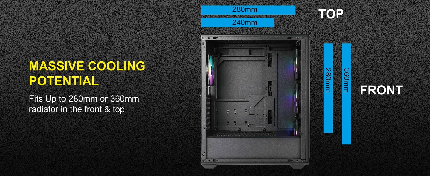 Корпус Azza FOREST черный без БП ATX 4x120mm 2xUSB3.0 audio bott PSU