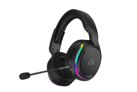 Гарнитура игровая беспроводная Dareu A710 Black (черный), подключение 5.8GHz+3.5мм+Type-C, подсветка RGB, аккумулятор 1400mAh, отсоединяемый микрофон