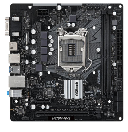 Материнская плата Asrock H470M-HVS Soc-1200 Intel H470 2xDDR4 mATX AC`97 8ch(7.1) GbLAN+VGA+HDMI