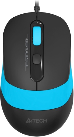 Мышь A4Tech Fstyler FM10S черный/голубой оптическая (1600dpi) silent USB (3but)