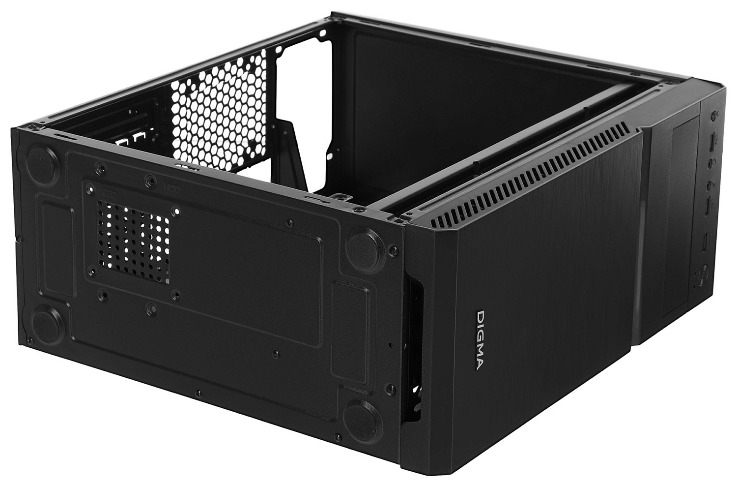 Корпус Digma DC-ATX101-U2 черный без БП ATX 1x80mm 2x120mm 2xUSB2.0 audio