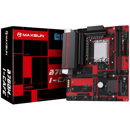Материнская плата Maxsun MS-B760M I-CAFE B760, LGA1700, 2*DDR5, 1*PCIEx16, 1*PCIEx4, 3*M.2, 4*USB3.2Gen1, 8*USB2.0, 2*SATA3.0, 2.5G, DP, HDMI, M-ATX, RTL