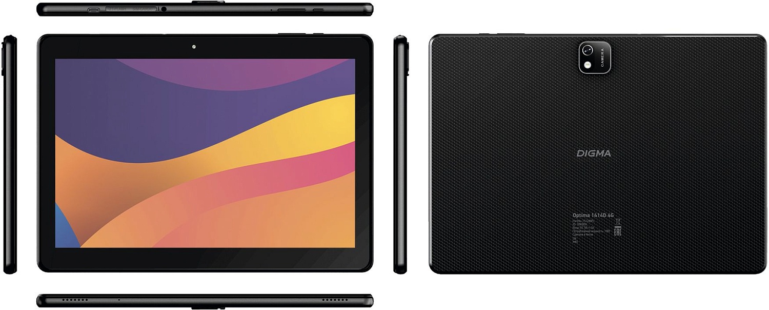 Планшет Digma Optima 1414D 4G T606 (1.6) 8C RAM4Gb ROM64Gb 10.1" IPS 1920x1200 3G 4G Android 12 черный 5Mpix 2Mpix BT GPS WiFi Touch microSD 256Gb 6000mAh