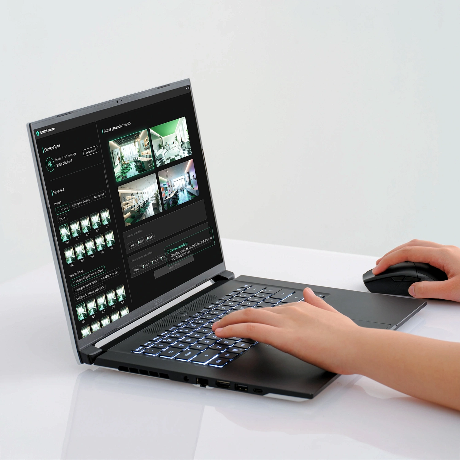 Ноутбук Gigabyte Aero X16 1VH Ryzen AI 7 350 16Gb SSD512Gb NVIDIA GeForce RTX 5060 8Gb 16" IPS QHD+ (2560x1600) без ОС black WiFi BT Cam (1VH93KZC93AD)