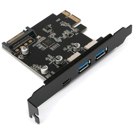 Контроллер USB Gembird SPCR-03 PCI-express, порты: 2 внешн. USB 3.1 Type-C и Type-A