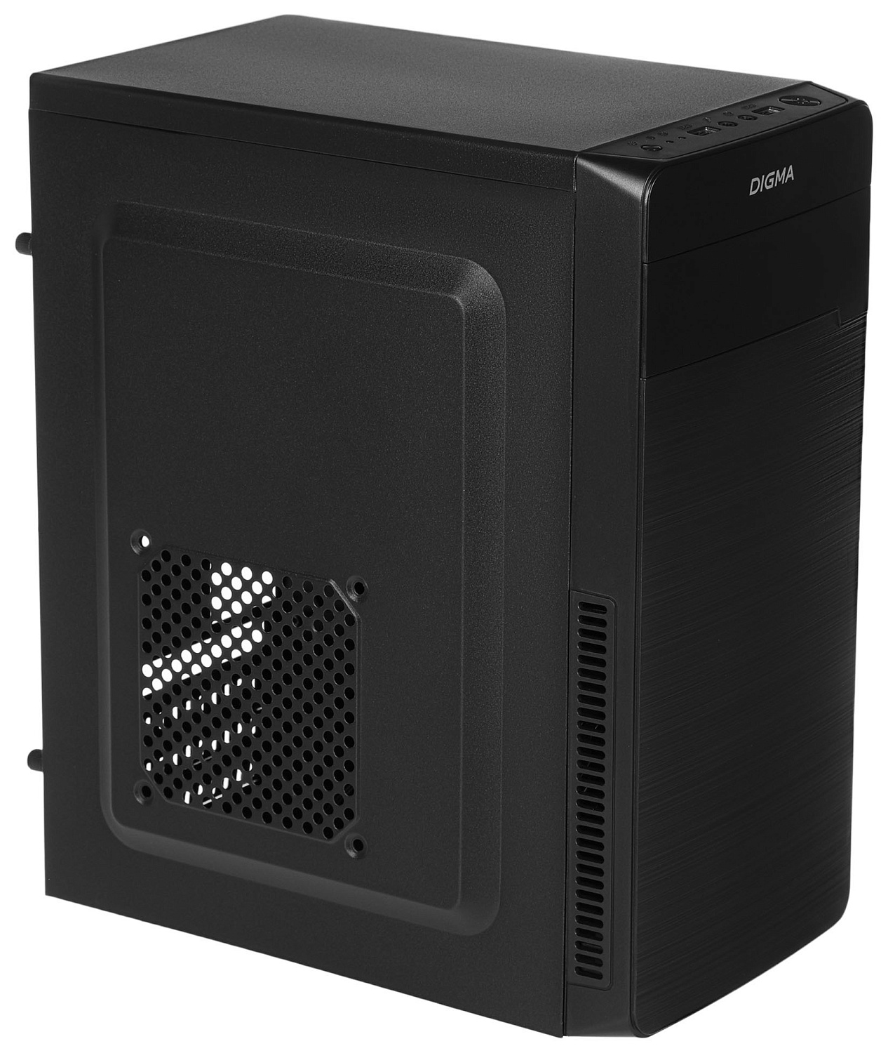 Корпус Digma DC-MATX104-U2 черный без БП mATX 1x80mm 2x120mm 2xUSB2.0 audio