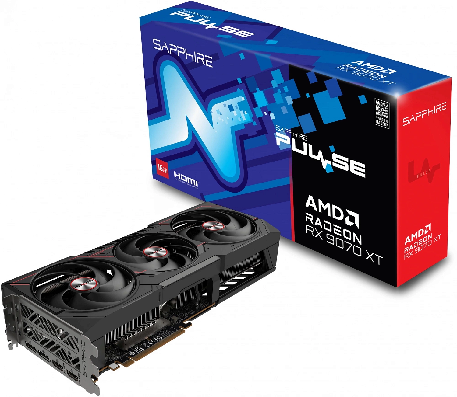 Видеокарта Sapphire RX9070XT PULSE 16GB GDDR6 256bit 2xDP 2xHDMI 3FAN RTL