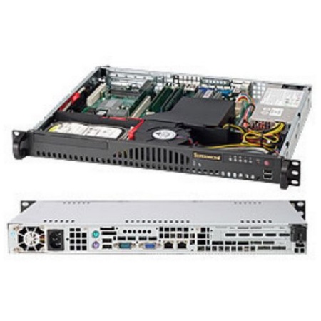 CSE-512-200B 14" D, 1U W/FRONT USB,HIGH-EFFICIENCY 200W,BLACK {6}