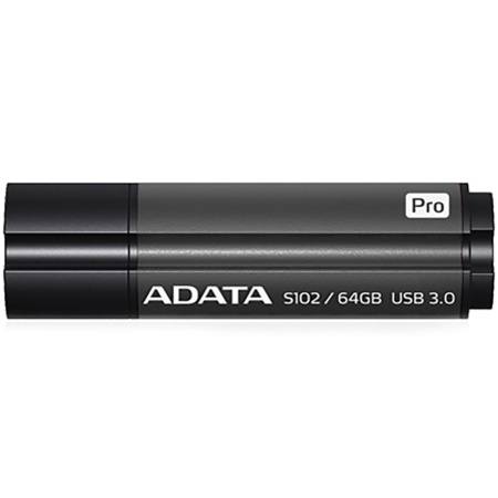 64GB ADATA S102Pro USB Flash (AS102P-64G-RGY) USB 3.2 Gen 1, Titanium, Aluminum Metal Case, RTL (797204)