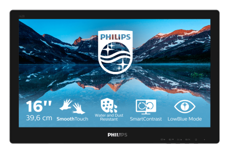 Монитор LCD 15.6'' [16:9] 1366х768(WXGA) TN, nonGLARE, TOUCH, 60 Hz, 225cd/m2, H90°/V60°, 500:1, 20М:1, 262K, 4ms, VGA, DVI, HDMI, DP, USB-Hub, Speakers, 3Y, Black