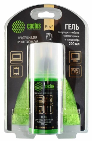 Чистящий набор (салфетки + гель) Cactus CS-S3004BL для экранов и оптики блистер 1шт 25х25см 200мл