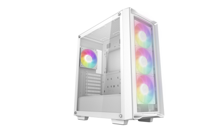 Корпус Deepcool CC560 MESH V2 WH без БП, боковое окно (закаленное стекло), 3x120мм ARGB LED вентилятор спереди и 1x120мм ARGB LED вентилятор сзади, белый, ATX