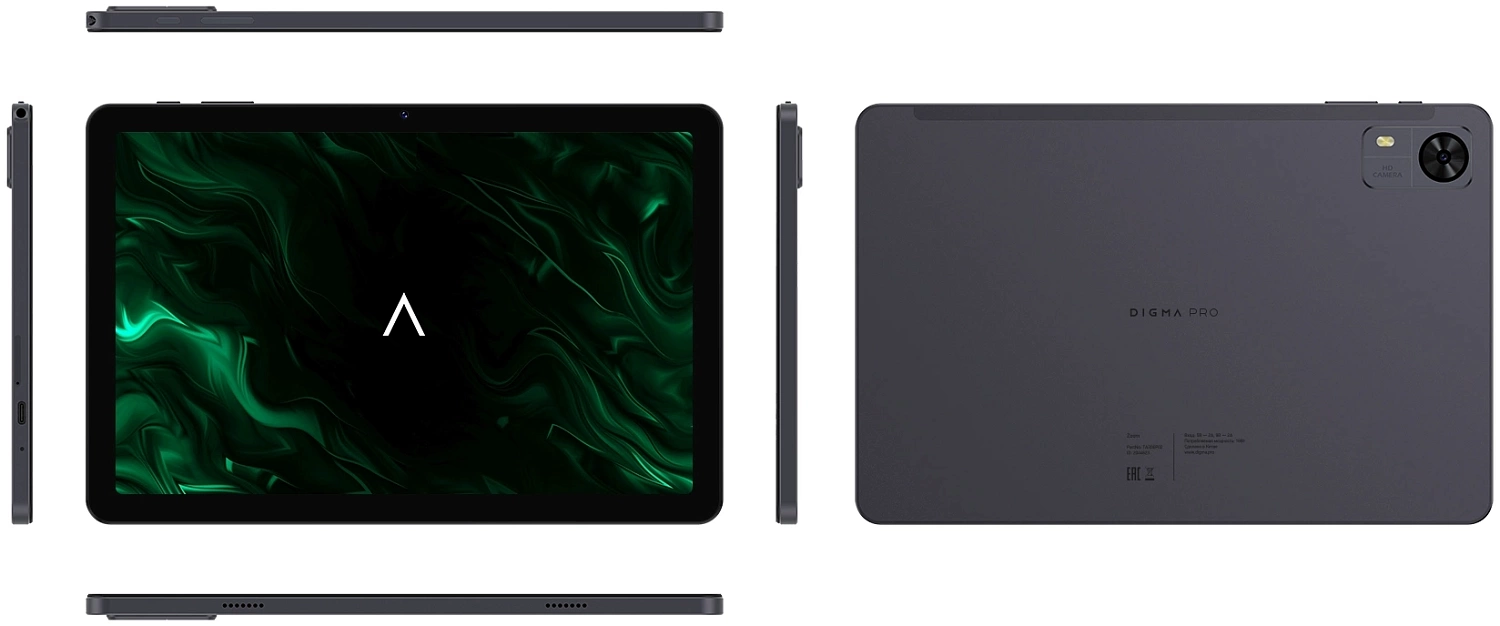 Планшет Digma Pro Zoom T606 (1.6) 8C RAM8Gb ROM128Gb 10.1" IPS 1920x1200 4G 2Sim Android 14 темно-серый 13Mpix 5Mpix BT WiFi microSD 1Tb 7000mAh 24hr 94hrs