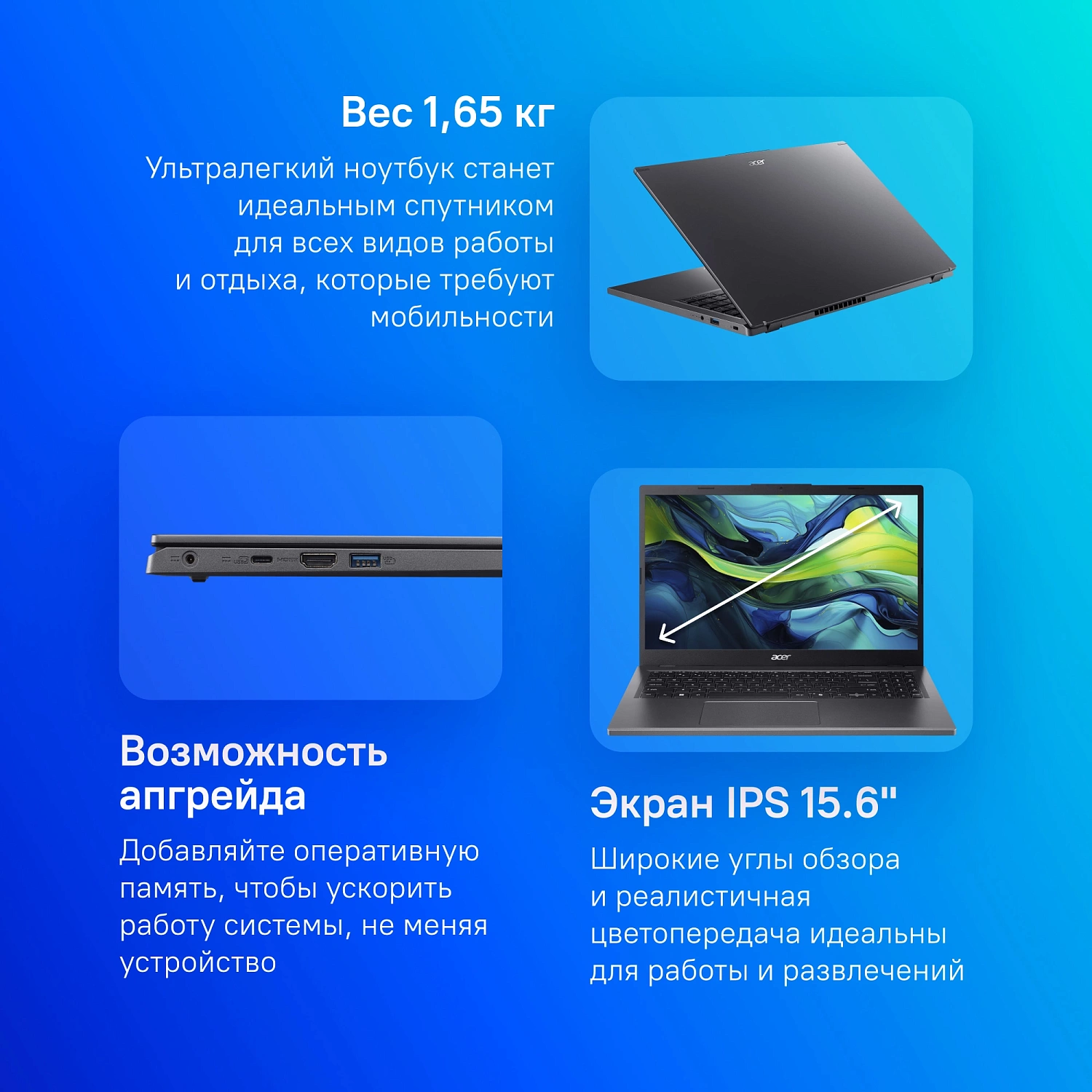 Ноутбук Acer Aspire 15 A15-41M-R10L Ryzen 7 8840HS 16Gb SSD1Tb AMD Radeon 15.6" IPS FHD (1920x1080) noOS metall WiFi BT Cam (NX.KX9CD.004)
