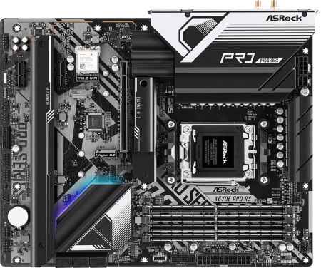 Материнская плата ASROCK X670E PRO RS, AM5, X670, 4*DDR5, HDMI+DP, 6xSATA3 6.0, M.2 Socket, RAID, 4xUSB 3.2, 4xUSB 2.0, Type-C, ATX; 90-MXBK20-A0UAYZ