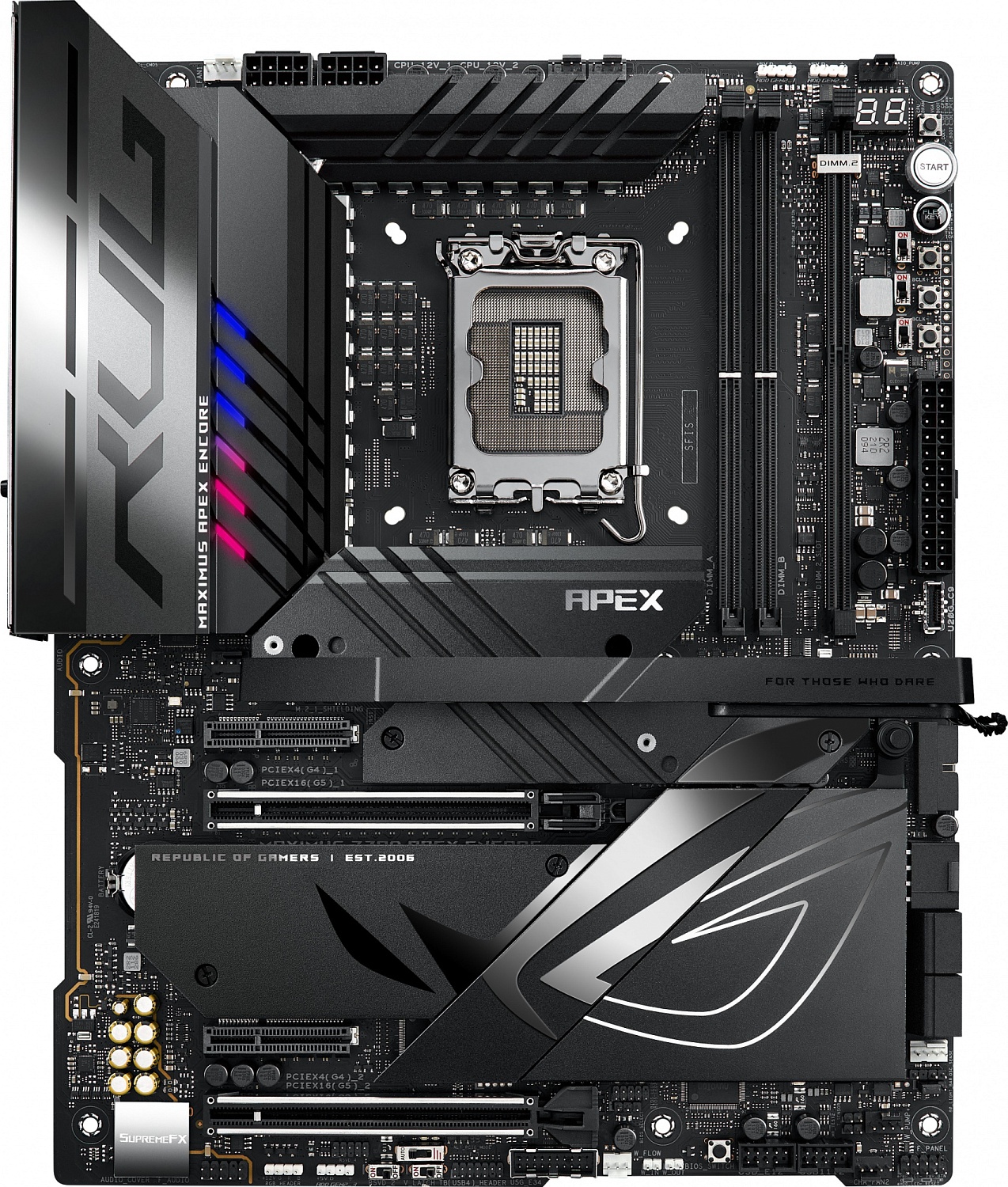 Материнская плата ASUS ROG MAXIMUS Z790 APEX ENCORE, LGA1700, Z790, 4*DDR5, HDMI, 6xSATA3 + RAID, M2, Audio, Gb LAN, USB 3.2, USB 2.0, ATX; 90MB1FX0-M0EAY0