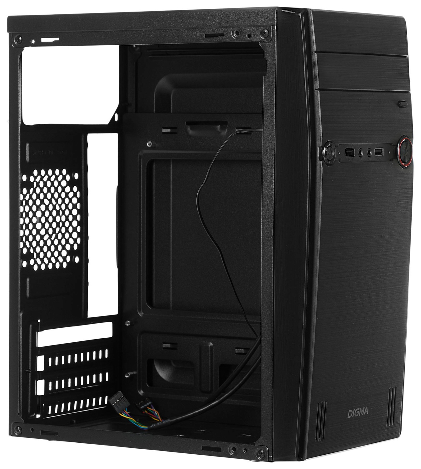 Корпус Digma DC-MATX102-U2 черный без БП mATX 1x80mm 2x120mm 2xUSB2.0 audio