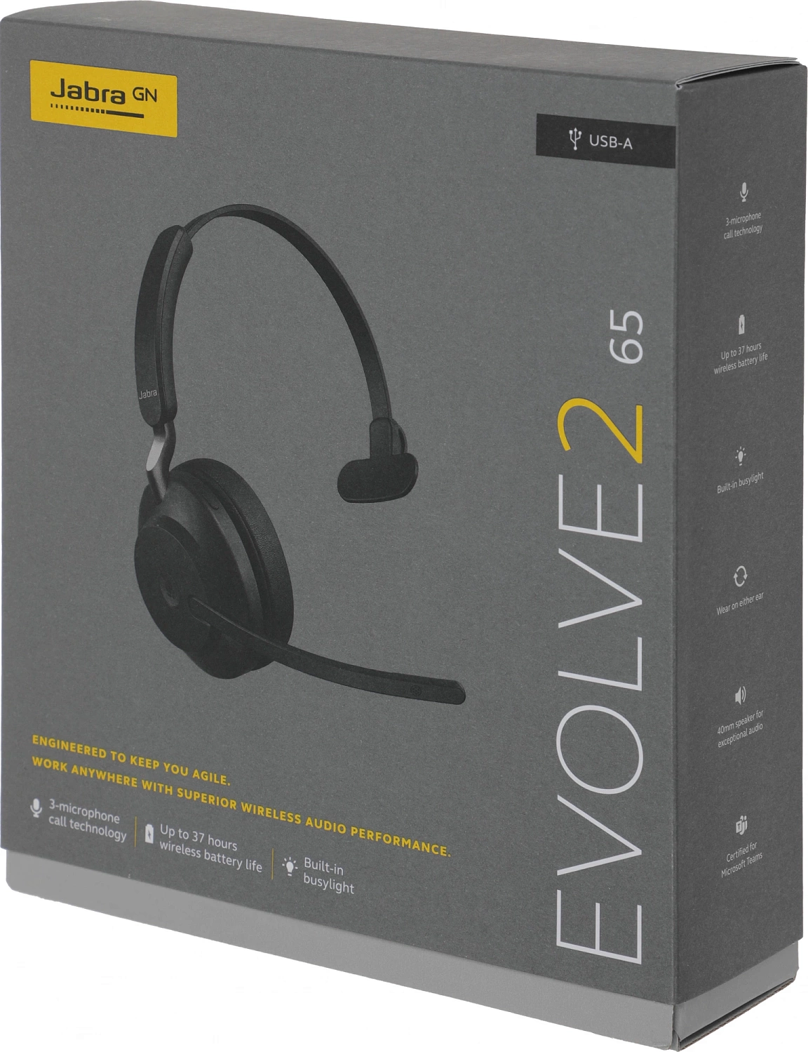 Наушники с микрофоном Jabra Evolve2 65 черный накладные BT оголовье (26599-899-999)