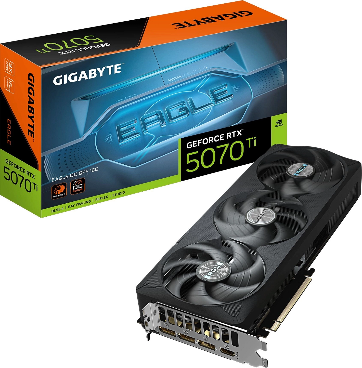 Видеокарта Gigabyte PCI-E GV-N507TEAGLE OC-16GD 1.0 NVIDIA GeForce RTX 5070TI 16Gb 256bit GDDR7 2805/30000 HDMIx1 DPx3 HDCP Ret