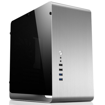 Корпус JONSBO UMX3W Silver без БП, боковая панель из закаленного стекла, mini-ITX, micro-ATX серебристый