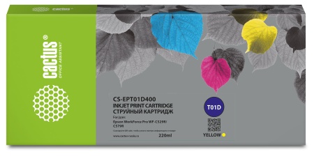 Картридж струйный Cactus CS-EPT01D400 T01D4 желтый (220мл) для Epson WorkForce Pro WF-C529R/C529RDTW/C529RDTW EPP