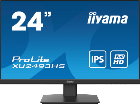 Монитор 23,8" Iiyama ProLite XU2493HS-B4 1920x1080@75Гц IPS LED 16:9 4ms VGA HDMI DP 80M:1 1000:1 178/178 250cd Tilt Speakers Black