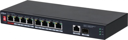 Коммутатор Dahua DH-PFS3110-8ET1GT1GF-96 8x100Mb 1G 8PoE 96W неуправляемый