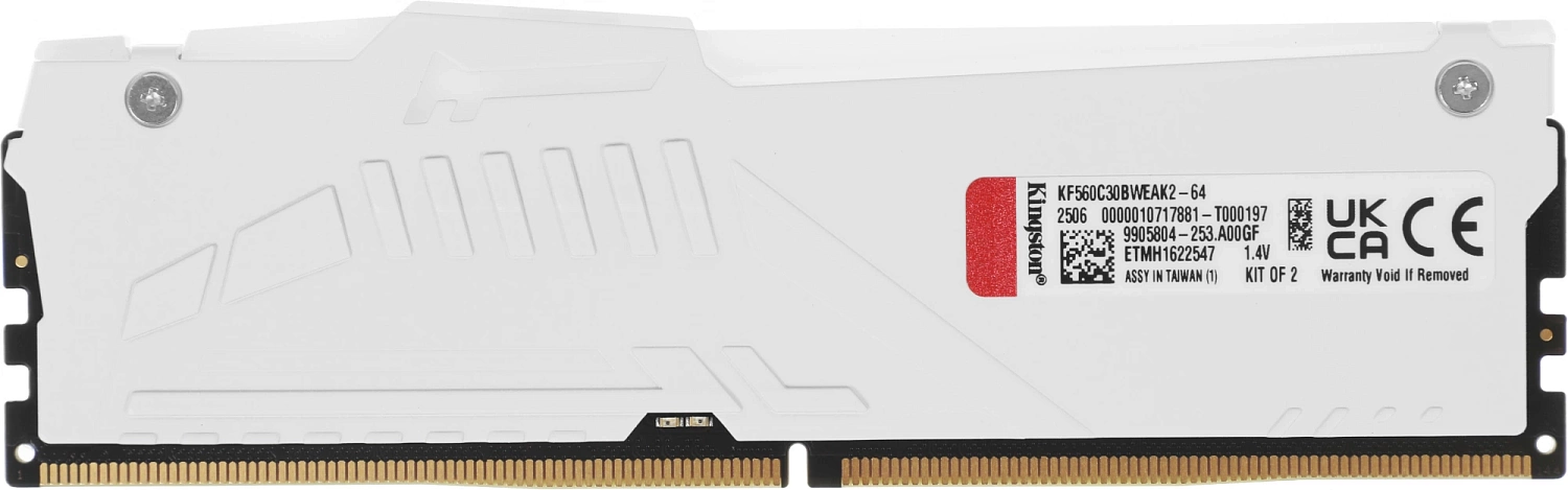 Комплект модулей памяти Kingston 64GB DDR5 6000 DIMM CL30 FURY Beast White RGB EXPO Non-ECC Unbuffered DIMM (Kit of 2) 2RX8 30-36-36 1.4V 288-pin 16Gbit