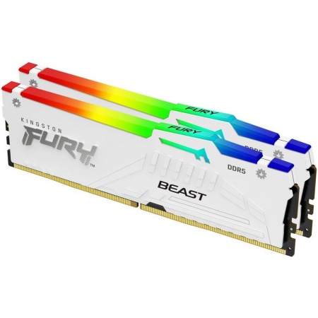 Модуль памяти Kingston 32GB 6000Mhz DDR5 CL36 K2 Fury Beast White RGB kit 2*16 CL36